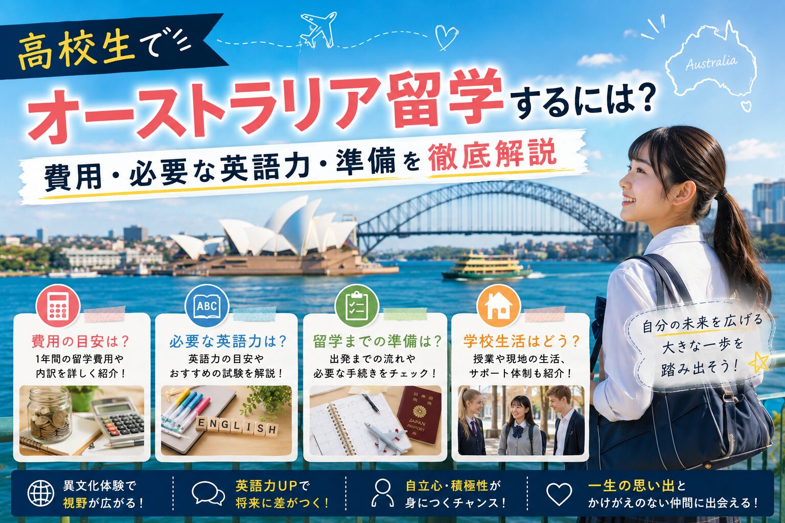 高校生のオーストラリア留学に必要な費用や英語力、準備を解説するガイド