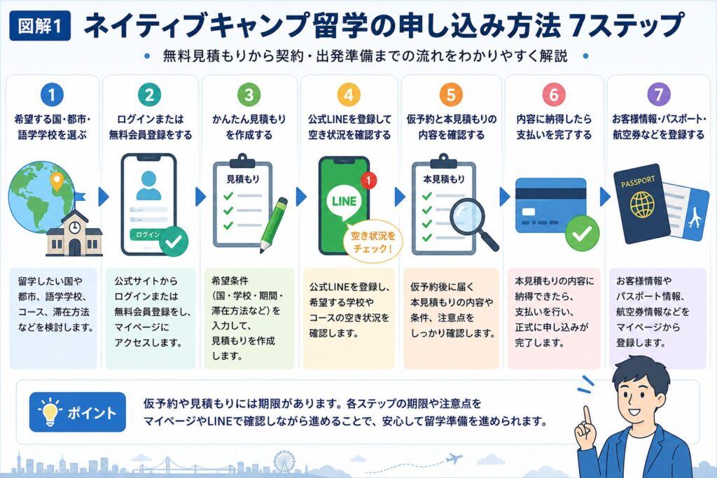 ネイティブキャンプ留学の申し込み方法7ステップ