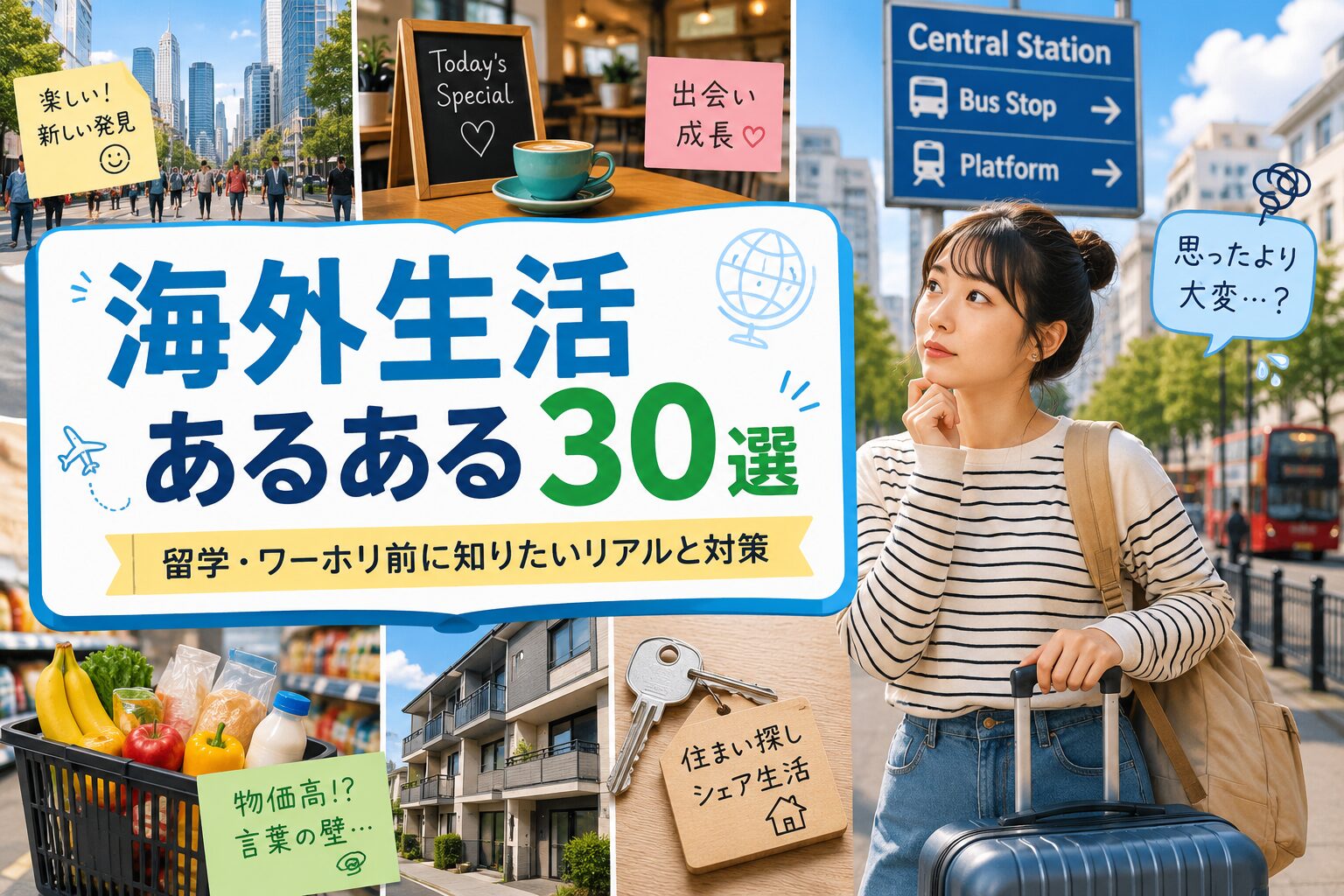 海外生活でよくある出来事や悩みを紹介する女性