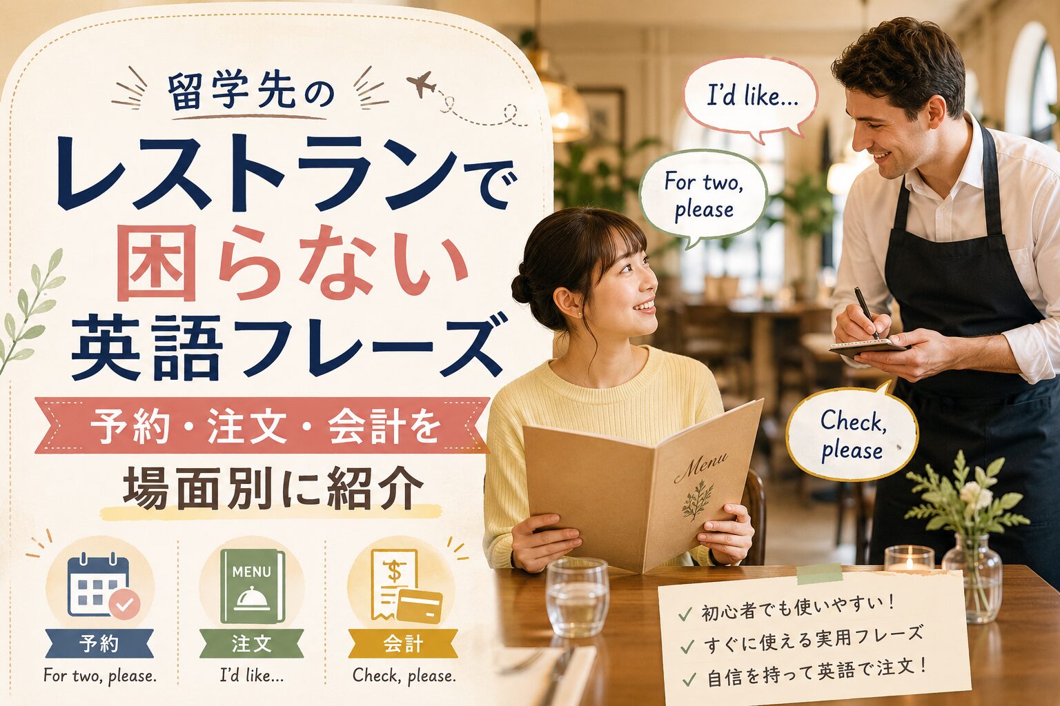 留学先のレストランで使える英語フレーズ