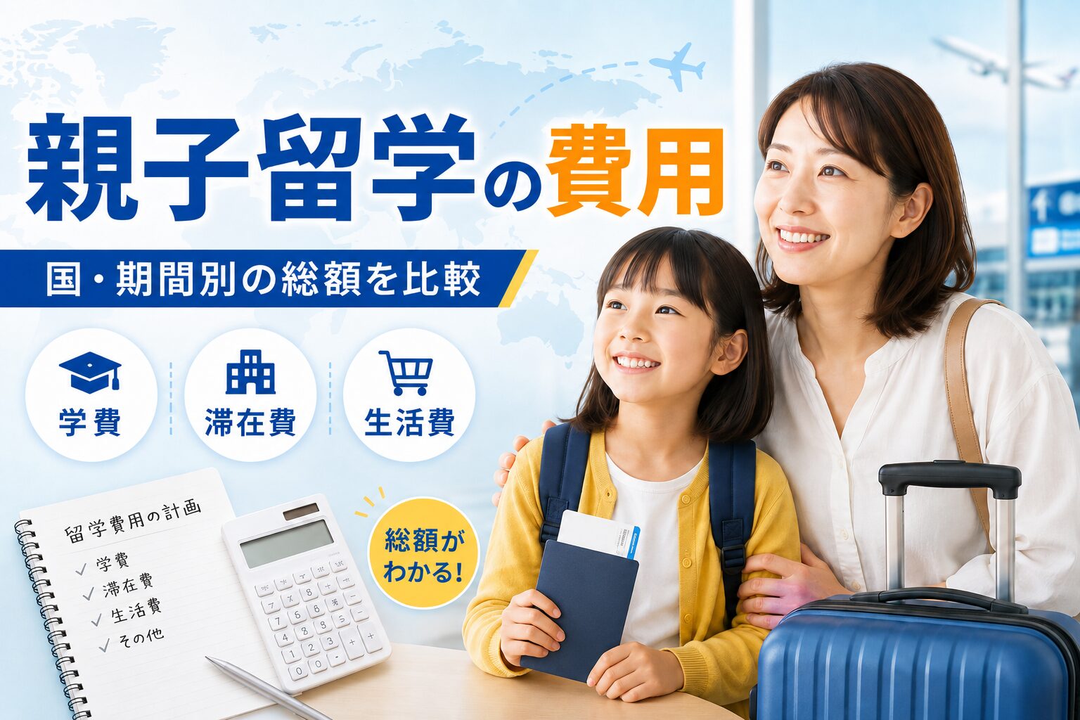 親子留学の費用を国別・期間別に比較したアイキャッチ画像