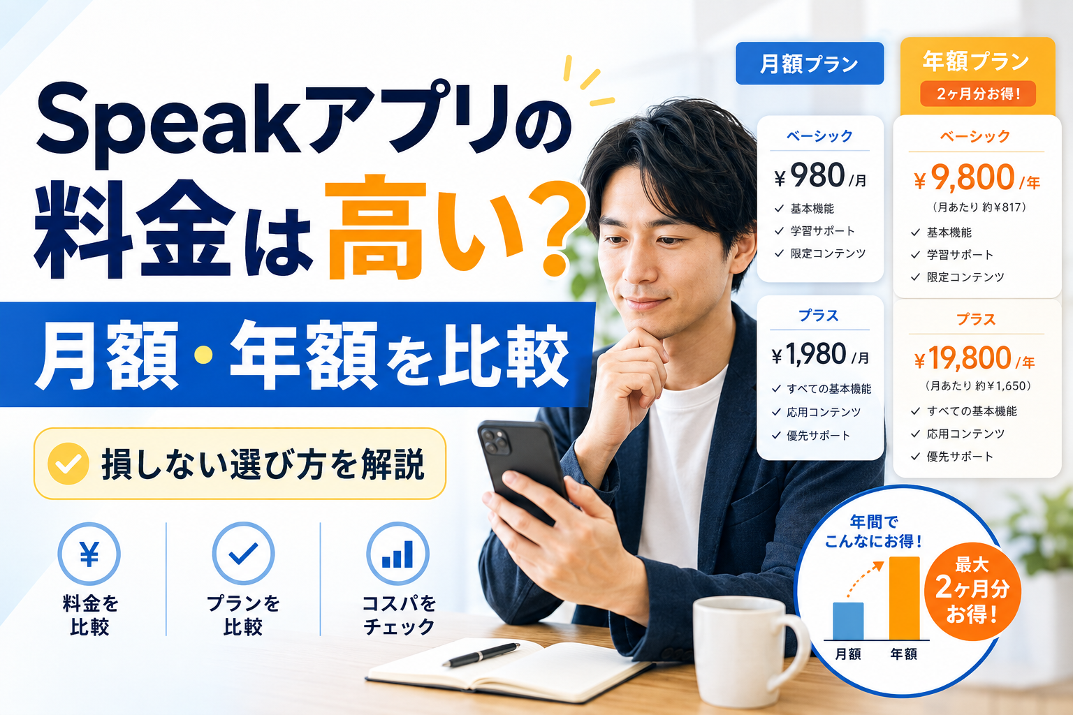 Speakアプリの月額・年額料金とプランの違いを比較