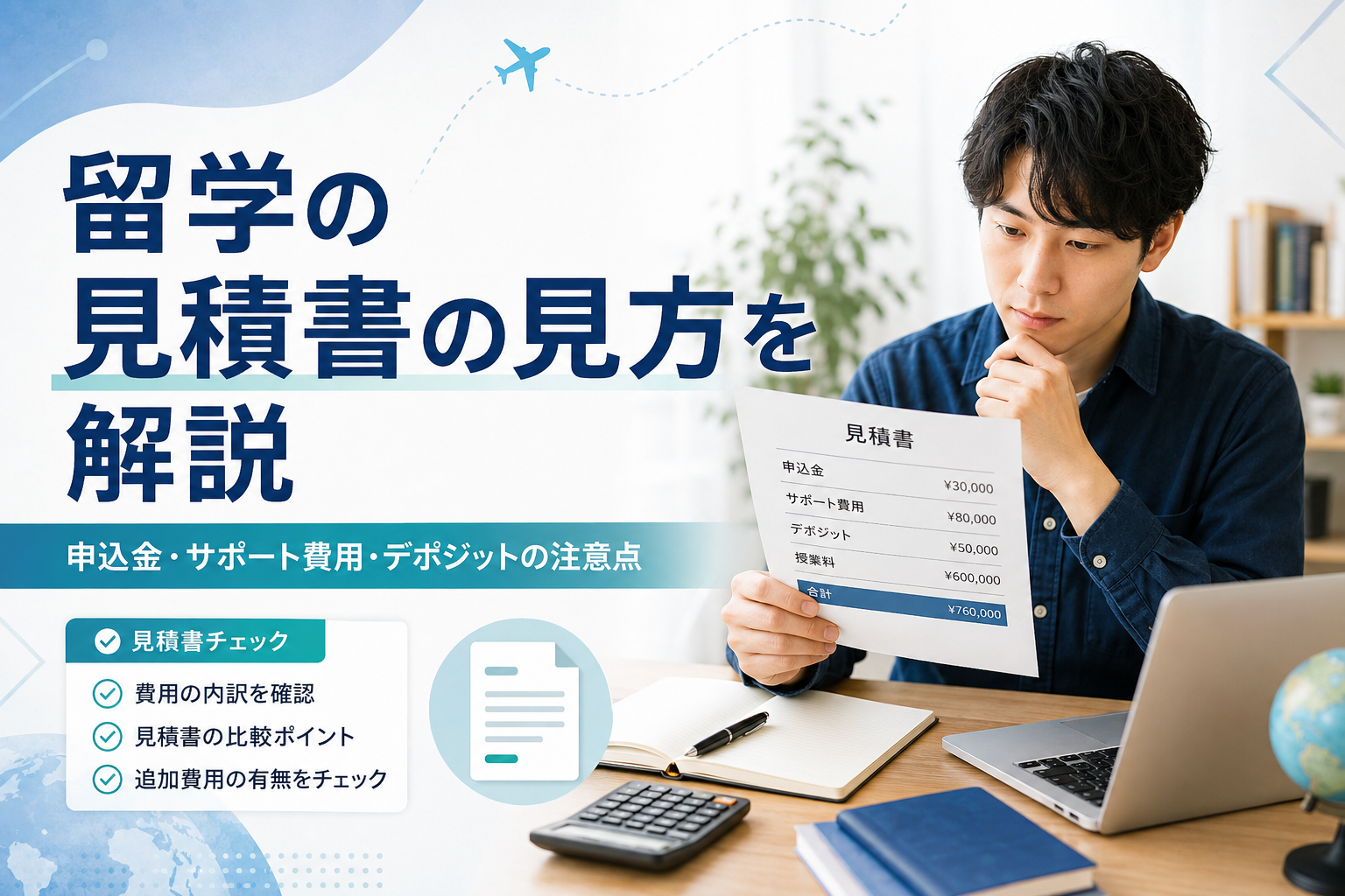 留学の見積書で申込金・サポート費用・デポジットを確認するポイント