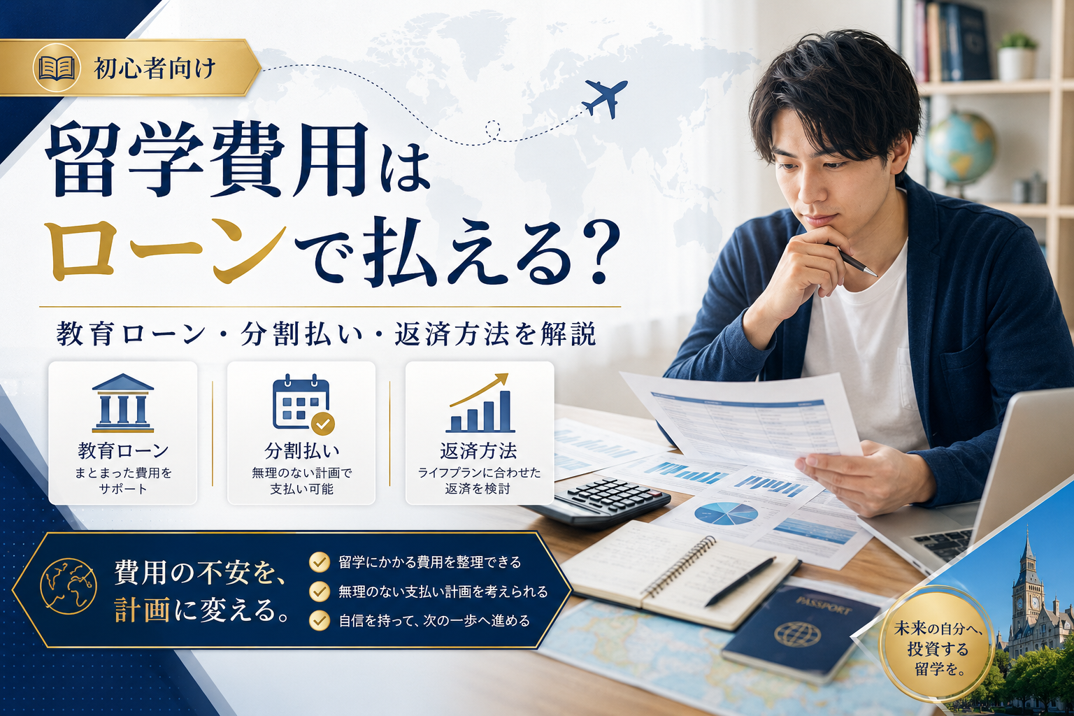 留学費用をローンで支払う方法と教育ローン・分割払い・返済方法を解説