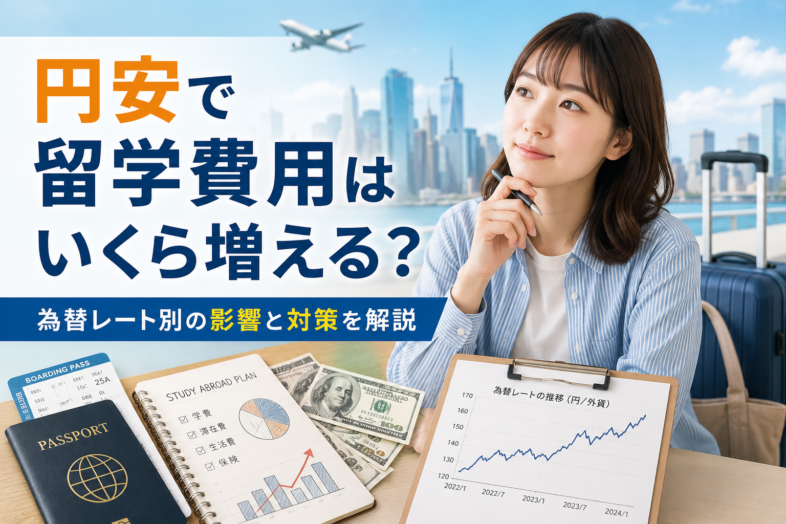 円安による留学費用への影響と為替レート別の対策